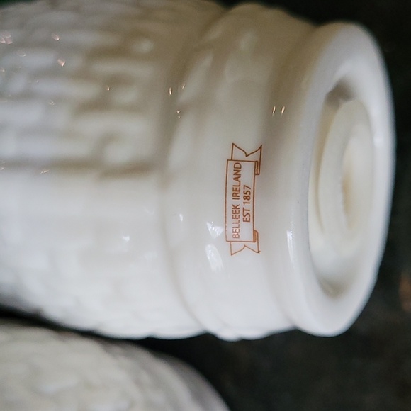 Belleek Cream Textured Salt And Pepper - Picture 3 of 3